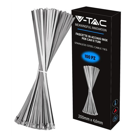 V-TAC Colliers de serrage en acier inoxydable pour câbles mesure 4