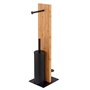 Wenko Stand Lesina en Bambou Et Acier Laqué Noir, Ensemble Combiné, Porte-Rouleau de Papier Toilette Et Rouleau de Rechange, Têt