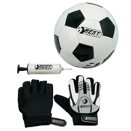 Best Sporting Ensemble gants de gardien de but de football + pompe I Accessoires de football I Kit avec pompe à ballon + gants d