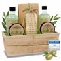 accentra Set cadeau Wellness olive dans un panier en bois