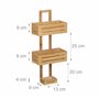 Relaxdays Serviteur de douche en bambou H x l x P: 65 x 28 x 15,5 cm 3 étages compartiments panier corbeille à suspendre étagère