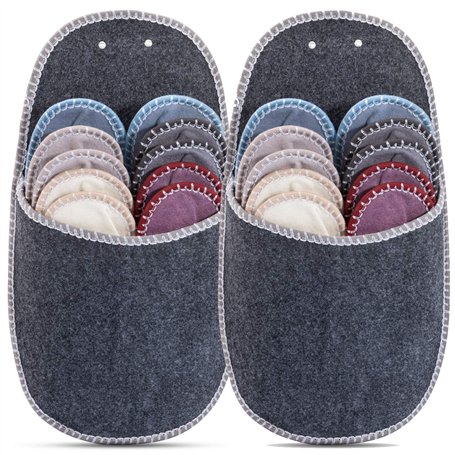 Lot de 2 ensembles de chaussons d'invité ONVAYA - Pantoufles - Feutre - 11 pièces - Gris
