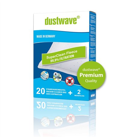 Dustwave® Megapack Lot de 20 sacs d'aspirateur Premium compatibles avec Electrolux Mondo Z 1180 – Aspirateur traîneau Microvlies