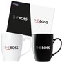 BRUBAKER Tasses à Café The Boss & The Real Boss avec Carte de Vœux - Couple de Tasses à Café noir et Blanc - 300 ml Tasses lutin