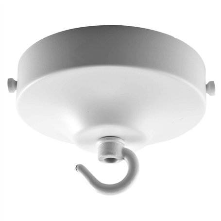 ElekTek Rosace de plafond concave de 100 mm de diamètre avec patte de fixation et crochet - pour les luminaires suspendus et les