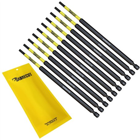 SabreCut SCRH3152_10 Lot de 10 embouts de tournevis à percussion magnétiques H3 152 mm à extrémité unique très résistants compat