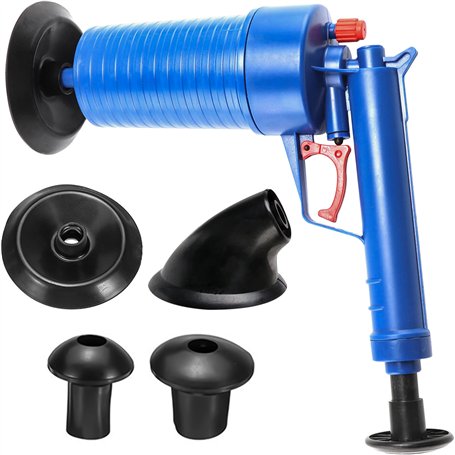 Retoo Nettoyeur Canalisations Haute Pression Pistolet Air Comprimé Outil Débouchage 3.5 BAR Sans Produits Chimiques 4 Embouts In