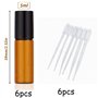 GQunit Lot de 6 bouteilles en verre ambré avec 6 pipettes pour huiles essentielles - 5 ml - Rechargeable - Pour aromathérapie