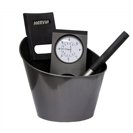 Harvia Black Steel Set d'accessoires pour Sauna avec Seau et louche