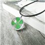 Belle pressé séché trèfle à quatre feuilles pendentif en verre transparent collier boule ronde pour fille femmes fête des mères 