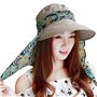 QCHOMEE Femme Casquette Visière Large Bord Chapeau de Soleil Voyage Eté Capeline de Camping Pêche Protection Solaire avec Foular