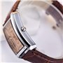 JewelryWe Montre Quartz Rétro Rectangulaire Romain Chiffre Cadran Bracelet Cuir Alliage Homme Couple Amour Brun