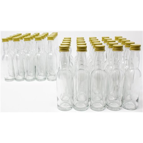 Aromhuset Lot de 50 bouteilles en verre vides de 40 ml avec col à whisky transparent avec bouchon à vis vert clair - À remplir a