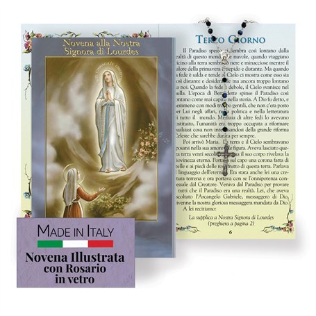 F.LLI BONELLA - Neuvaine à Notre-Dame de Lourdes avec brochure illustrée et chapelet en verre inclus - Ornement religieux
