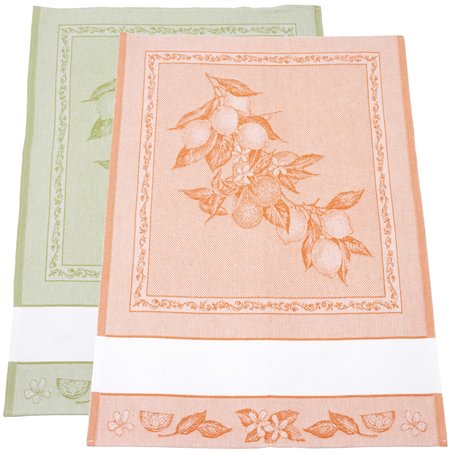 Filet - Lot de 2 torchons de Cuisine en Jacquard avec Insert en Toile Aida 55 Trous à Broder
