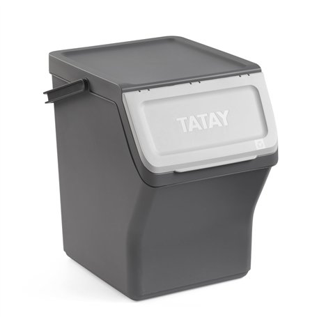 TATAY Poubelle de Recyclage Easy Waste 20L | Design Modulaire et Empilable | Couvercle à Système Click | Poignée de Transport In