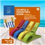 PORTENTUM Pinces pour Serviette de Plage, Lot de 12, Multicolore. Grandes Pinces pour Fixer Les Serviettes, Pinces en Plastique