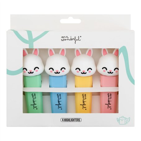 Mr.Wonderful - Set de 4 surligneurs Lapin - It’s a good day to have fun