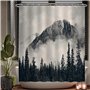 Ulticool Rideau de douche Salle de Bain, motif montagnes naturelles forêt de nuages, 180 x 180 cm, lavable, anti-moisissure, imp