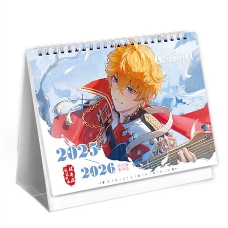 Genshin Tartaglia Calendrier de l'Avent 2025-2026 - Calendrier de table biennale - Calendrier de table 2025 2026 - Calendrier de