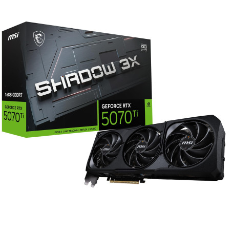 MSI NVIDIA GeForce RTX 5070 Ti 16G Shadow 3X OC Carte Graphique -16 Go GDDR7 (28 Gb/s/256 Bits), PCIe 5.0, Triple Ventilateur (3