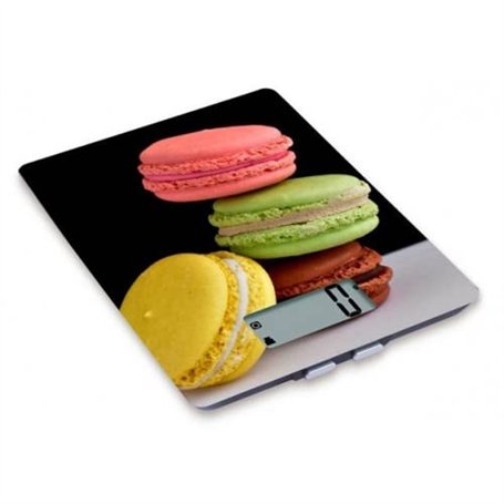 BALANCE DE CUISINE ÉLÈCTRONIQUE AVEC DÉCOR MACARON 5KG 1G