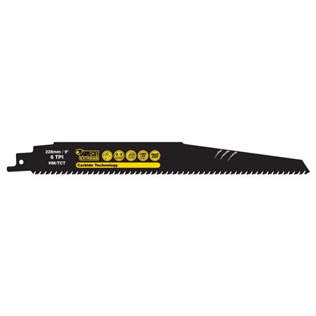SabreCut SCRS1140HM Lame de scie sabre en carbure de tungstène 228 mm 6 TPI S1140HM pour béton