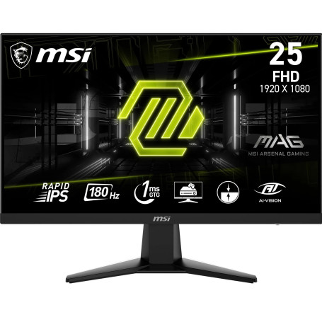 MSI MAG 256F Écran Gaming 24,5 Pouces FHD - Dalle Rapid IPS 1920 x 1080, 180 Hz / 1ms GtG, gamut sRGB 127%, Design sans Cadre, H