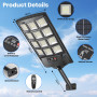 PEAKRO Lampadaire Solaire Exterieur 400W, 6000K Lumière Solaire Exterieur avec Télécommande, IP67 Étanche Spot Solaire Detecteur