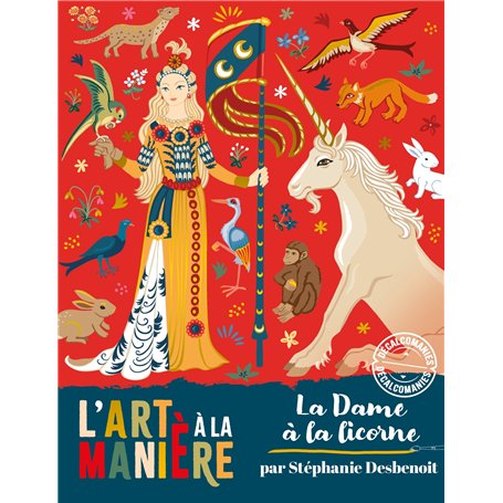 L'art à la manière décalcomanies la dame à la licorne - pochette avec accessoires