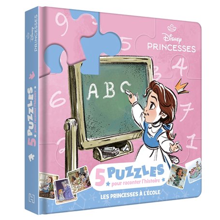 DISNEY PRINCESSES - Mon Petit Livre Puzzle - Les princesses à l'école - 5 puzzles 9 pièces
