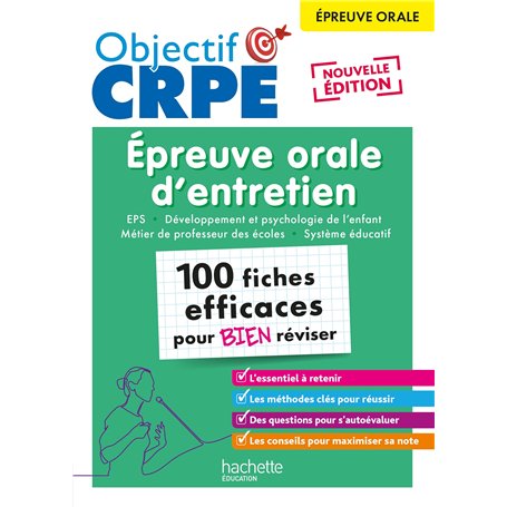 Objectif CRPE 2026 - Épreuve orale d'entretien - 100 fiches pour bien réviser - épreuve orale M2/L3
