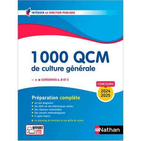 1 000 QCM de culture générale - Catégories A
