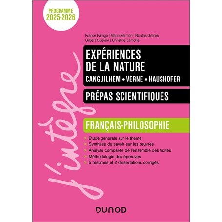 Expériences de la nature - Manuel Prépas scientifiques Français-Philosophie - 2025-2026
