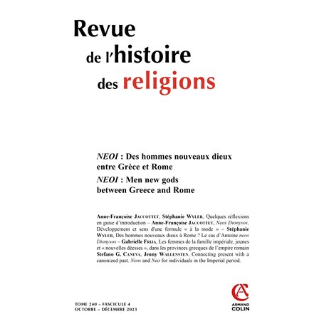 Revue de l'histoire des religions - Nº4/2023 17,61 €
