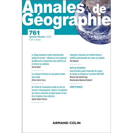 Annales de géographie - N°761 1/2025