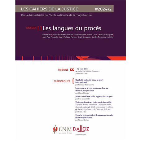 Les Cahiers de la justice 2/2024. Les langues du procès