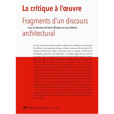 La critique à l'oeuvre - Fragment d'un discours