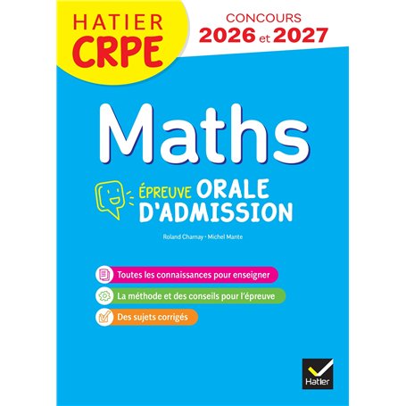 Mathématiques - CRPE 2026-2027 - Epreuve orale d'admission