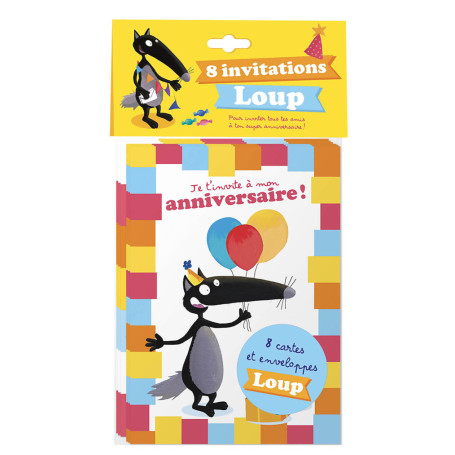 PACK DE 8 CARTES D'ANNIVERSAIRE LOUP