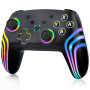 MYSTILUCK Manette Sans Fil Pro pour Switch/Switch 2/Lite/OLED/PC, Contrôleur avec 7 Couleurs d'éclairage RGB Changeantes/Double 