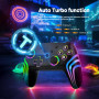 MYSTILUCK Manette Sans Fil Pro pour Switch/Switch 2/Lite/OLED/PC, Contrôleur avec 7 Couleurs d'éclairage RGB Changeantes/Double 
