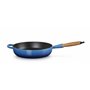 LE CREUSET Signature 20259282200422 Poêle à frire en fonte avec manche en bois Bleu azur 28 cm
