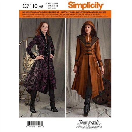 Simplicity 8769 Costume médiéval Cosplay et Ren Faire Manteau Patron de couture Tailles 34-42