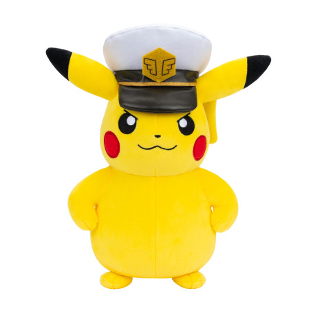 Pokémon Peluche Captain Pikachu Peluche Douce de 20 cm avec la Casquette de Captain et des détails Authentiques