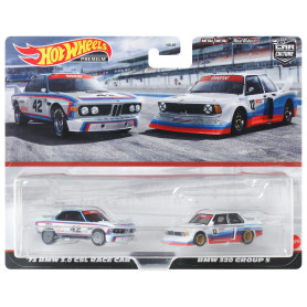 Hot Wheels BMW 320, Coffret Premium 2 Véhicules Culture Automobile Échelle 1/64, Assortiments Uniques, Pneus Real Riders, Châssi Hot Wheels BMW 320