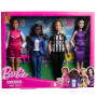 Barbie Coffret Métiers du Sport avec 4 Poupées 4 Métiers Directrice Sportive, Entraîneuse, Arbitre Et Journaliste Sportive, avec