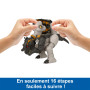 Mattel Jurassic World Figurine Transformable Massive Stretch 2 En 1 Giganotosaurus Et Nasutoceratops, 16 Étapes, Collection Tran
