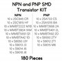 MMMO Kit de 180 transistors NPN et PNP SMD SOT23 2SA733 2SA1015 2SC945 2SC1815 MMBT2222 MMBT3904 MMBT3906 MMBT5401 MMBT5551 MMBT