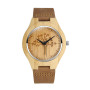 MicLee Montre à Quartz en Bois de Bambou pour Homme Femme Montres en Bois Naturel à Motif Arbre de la Vie Bracelet en Cuir Cadra
